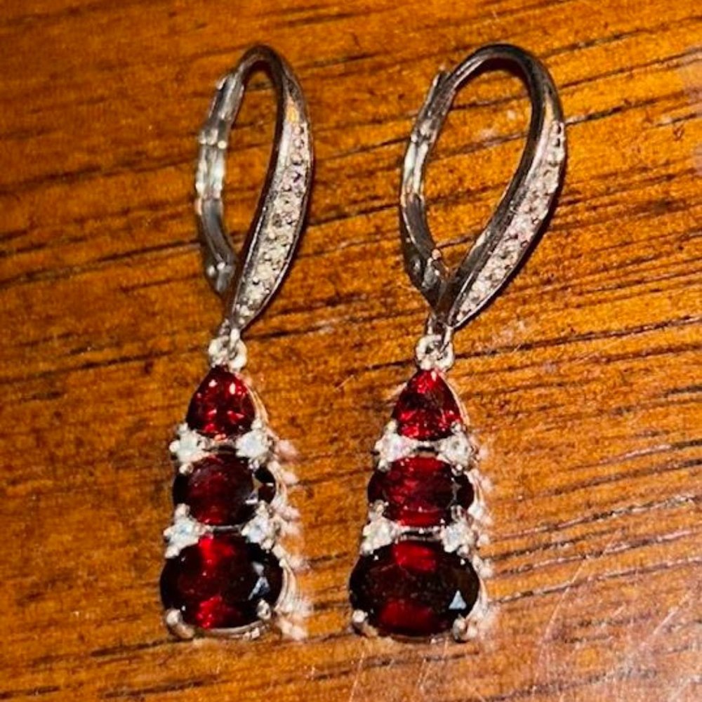 Red Garnet Dangle Earrings